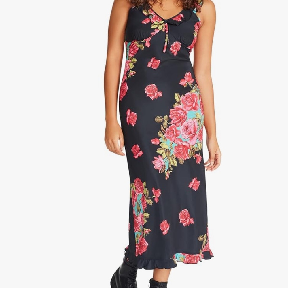 Betsey Johnson Floral Crepe Midi Dress Size Medium
